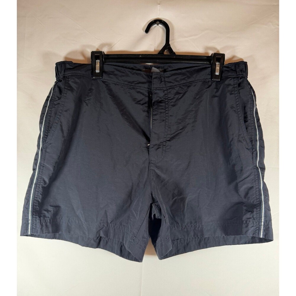 H&M Men's Black Lined Shorts Polyamide Pockets Zip Flat Front 4.5" Inseam